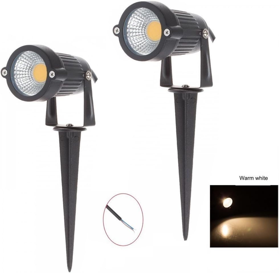 Low Voltage Landscape Light 5W 12V LED Landscape Lighting Warm White 2 Pack | Waterproof Spotlight Outdoor with Spiked