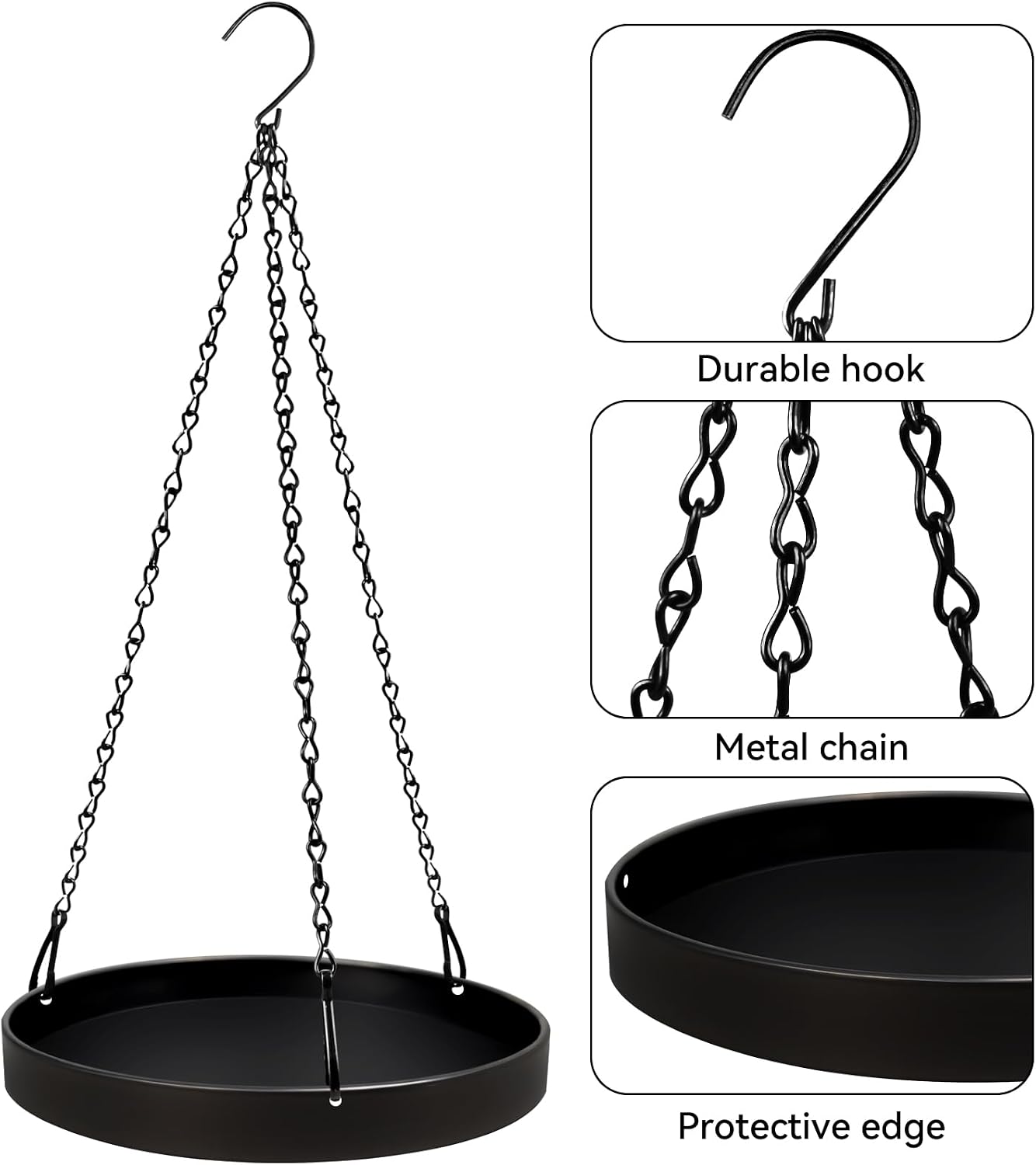 Plant Hanger Indoor, 3 Pack Black Metal Hanging Planters for Indoor Plants | Plant Hangers for Indoor Outdoor Plants