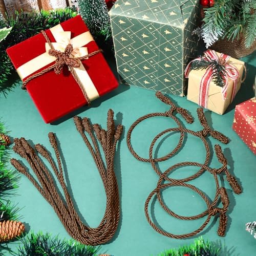 Zhengmy 16 Pcs 20 Inches Christmas Garland Ties Christmas Decorative Twist Ties for Banister Reusable and Flexible Twist for Xmas Home Decorations Holiday Craft Wrapping (Brown)