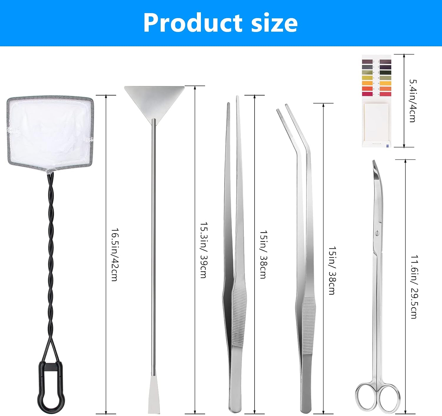 7 in 1 Aquarium Aquascape Tool Kit 15 inch, Aquatic Plant Extra Long Aquascaping Tool for Aquarium Fish Tanks Clean