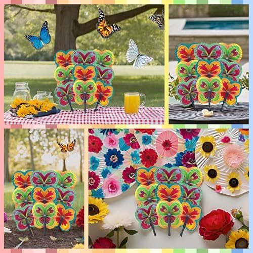 12 Pieces Butterfly Paper Fans