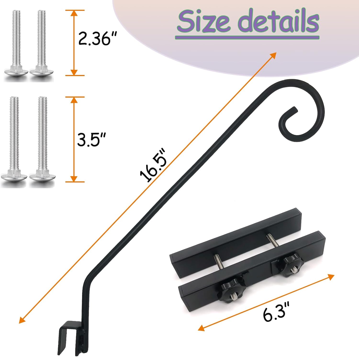 Deck Hook Rail Suitable for Hanging Flower Baskets Wind Chimes Planters Bird Feeders Lights, Heavy Duty Pole Long 16.5