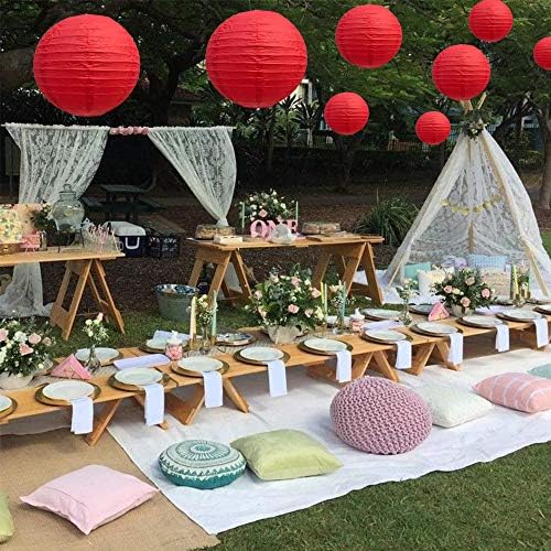 BEISHIDA 6 Inch Red Paper Lanterns 6 Packs Hanging Round Chinese Lantern