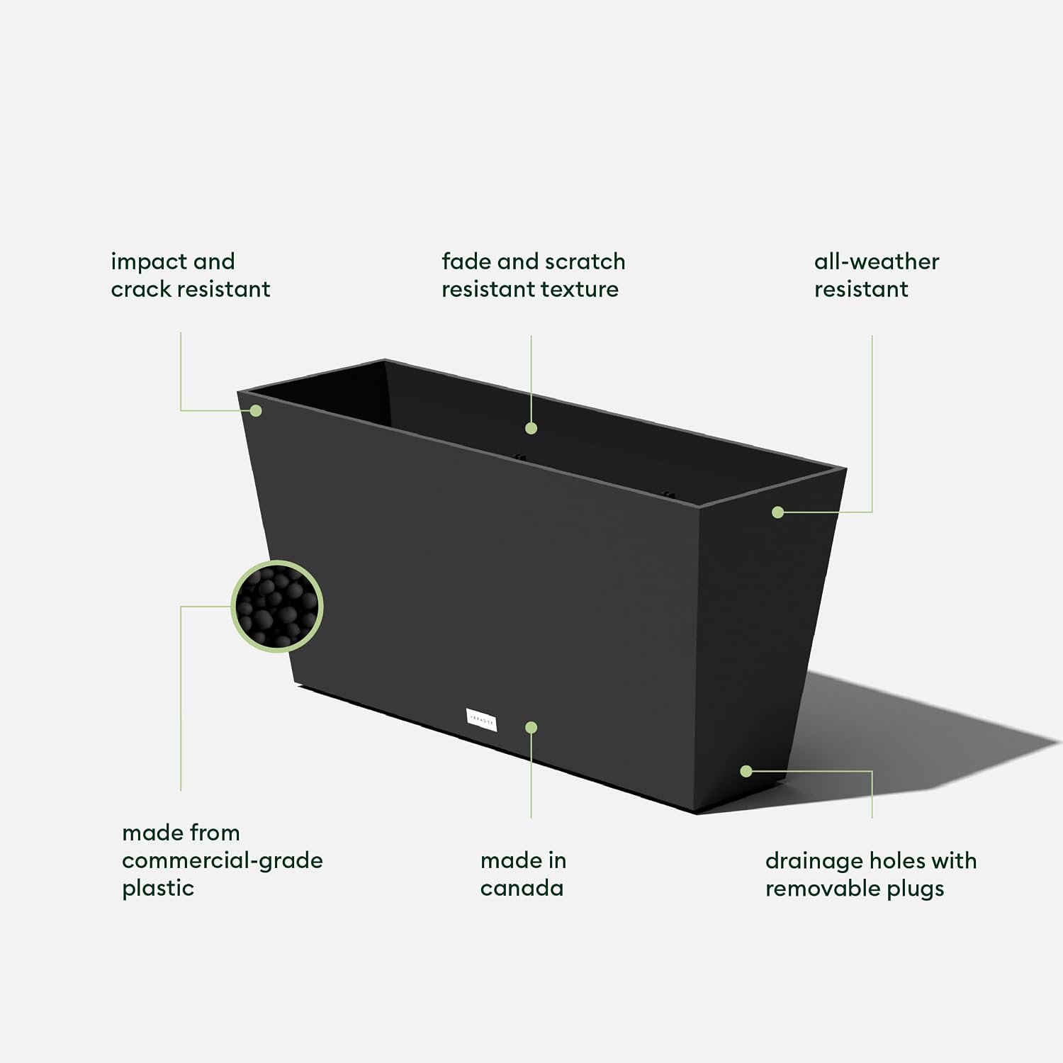 Veradek Pure Series Midori Planter - Wide Outdoor Planter | Made From Durable Plastic With Pre-Drilled Drainage Holes.