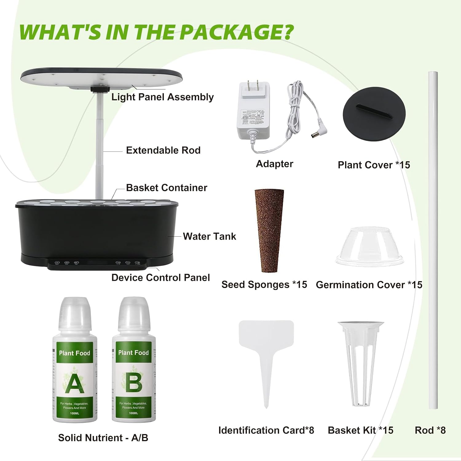 EAGLE PEAK 15 Pods Hydroponics Growing System with WiFi, 5.5 L Water Tank, Smart Indoor Plants Germination Kit with LED