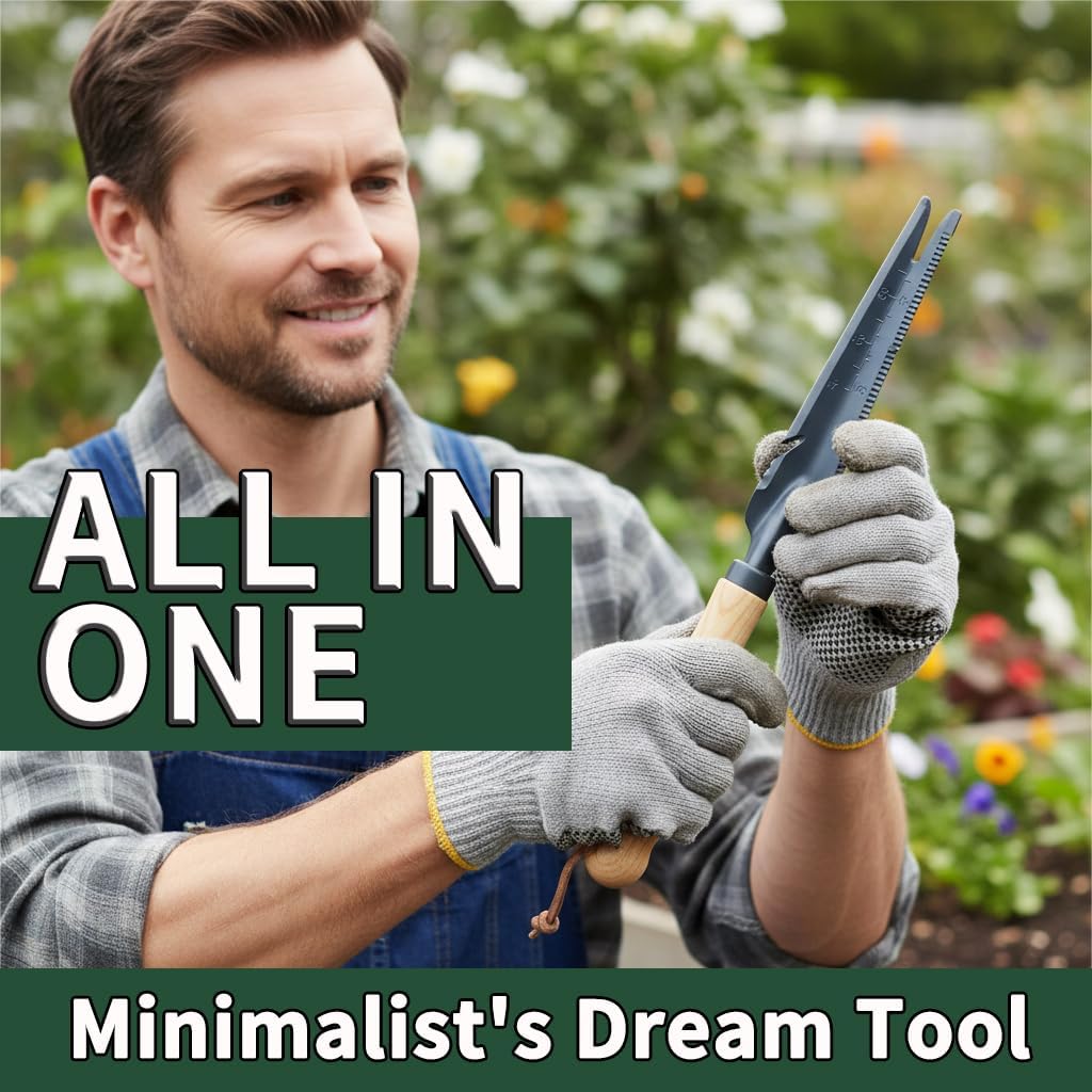 Gardenwind 14Pcs Gardening Tools for Men Gardening Hand Tools with Weeder, Scale, Sawtooth, Cut Rope, Waist Bag,Heavy