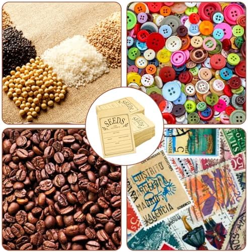 200Pcs Seed Envelopes, Seed Envelope Resealable Small Packets Brown Paper Seeds Envelopes with Printing, 3.1x4.7 Inch for Collection Flowers Seeds