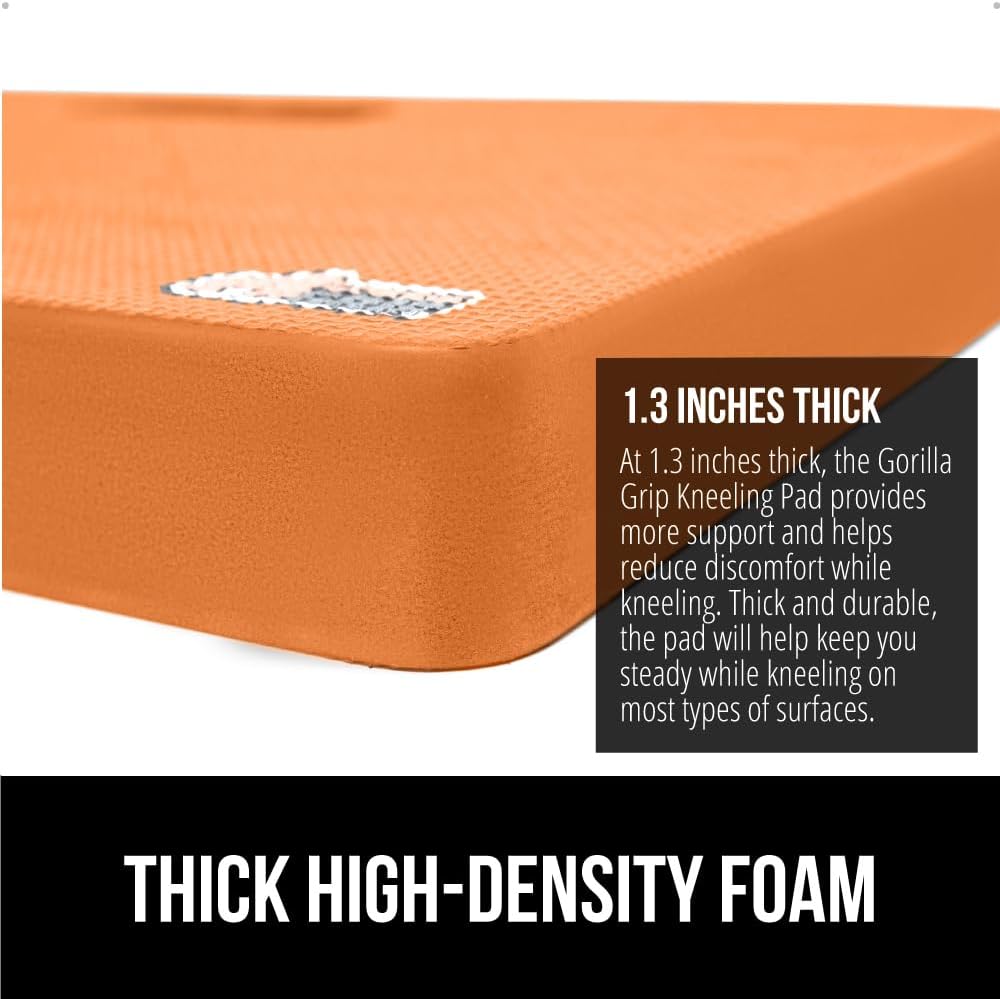 GORILLA GRIP® Extra Thick Supportive Foam Kneeling Pad, Large Cushion Heavy Duty Knee Pads for Gardening, Baby Bath