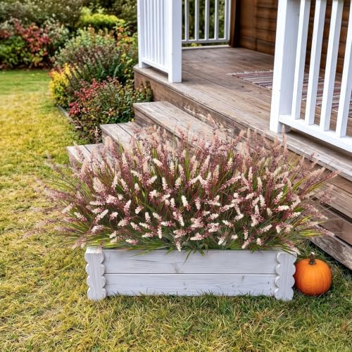 Ammyoo Fake Fall Plants Artificial Monkey Grass for Outdoors Garden Decor