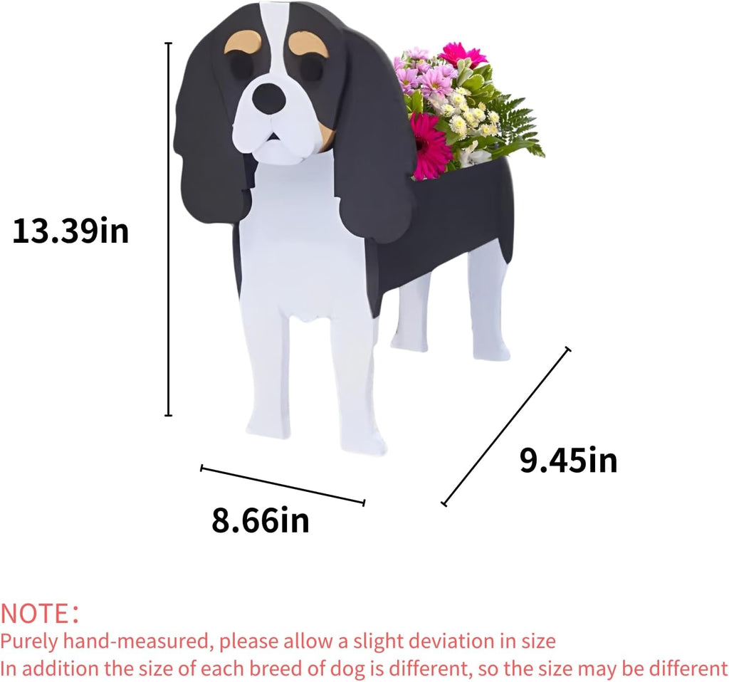 Cavalier King Dog Planter Pots, Animal Shaped Flower Pot | Cute Plant Gift for Women and Pet Lovers, Indoor Outdoor