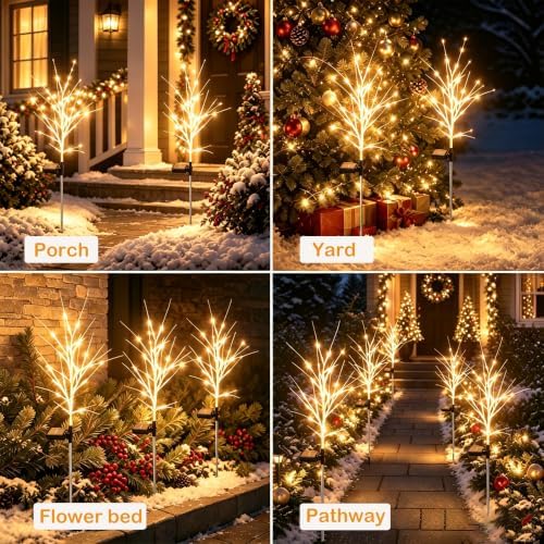 Christmas Decorations Outdoor Solar Christmas Tree Lights with 96 LED, Warm