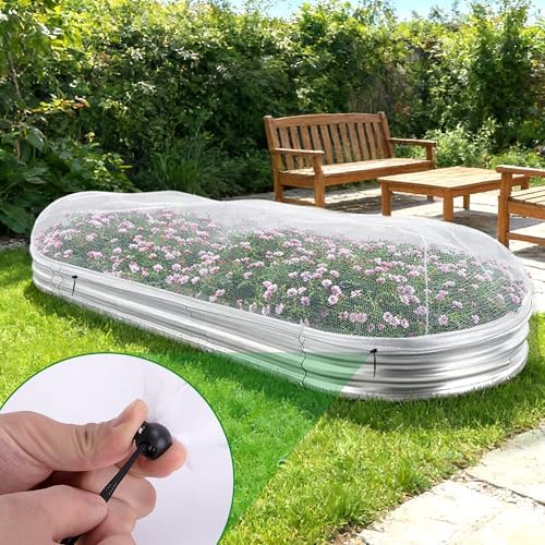 2 Pack Garden Netting for Raised Beds, 6x3 Ft Raised Bed Plant Covers for Garden Protection, Fine Mesh Bird Netting Pest Barrier Screen with Drawstring for Protecting Vegetables Fruits Crops