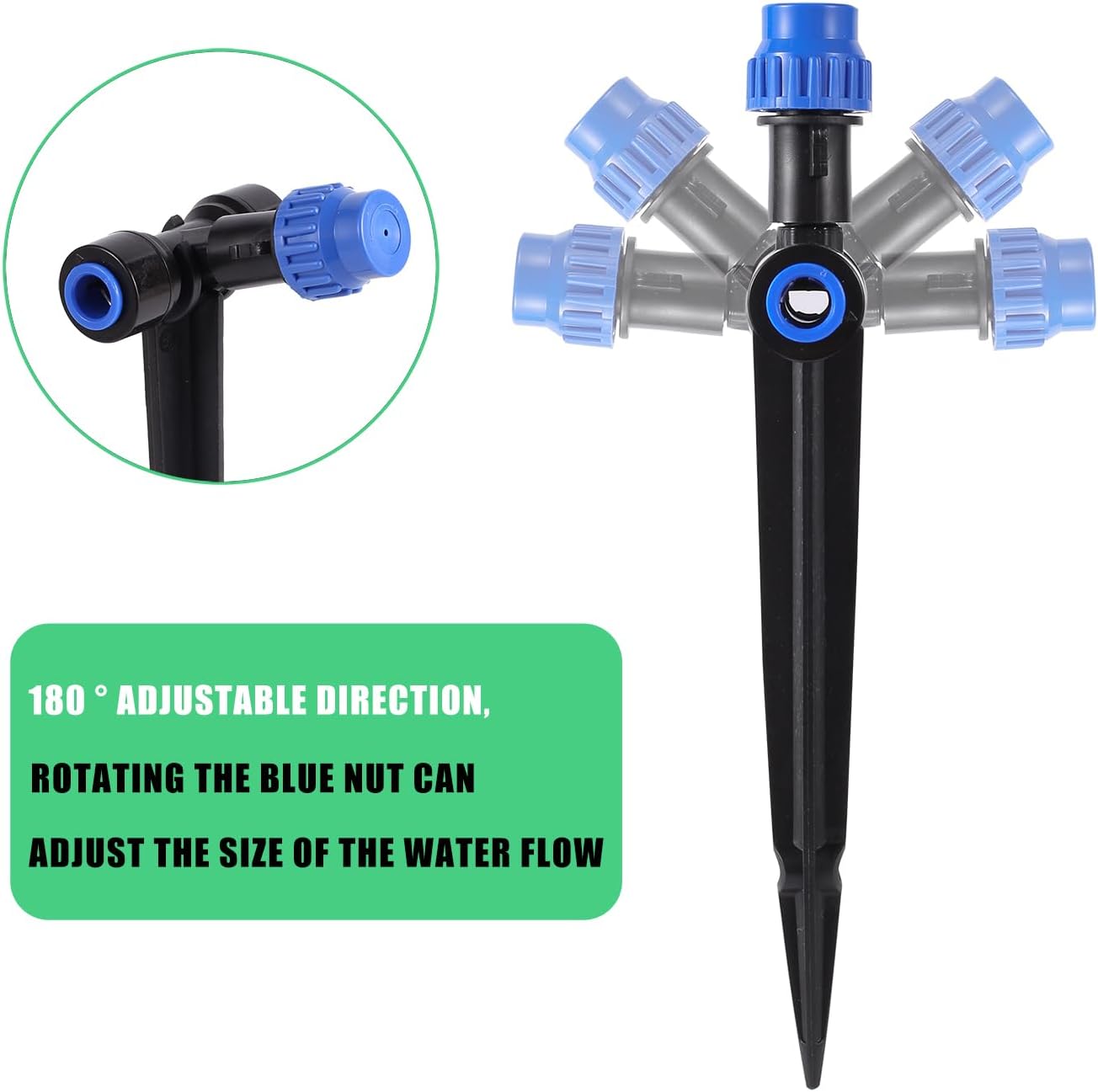 HUISUYTON 36 Pcs Push-to-Fit Drip Irrigation Spray for 1/4 inch Tubing | Adjustable 360° Drip Emitters