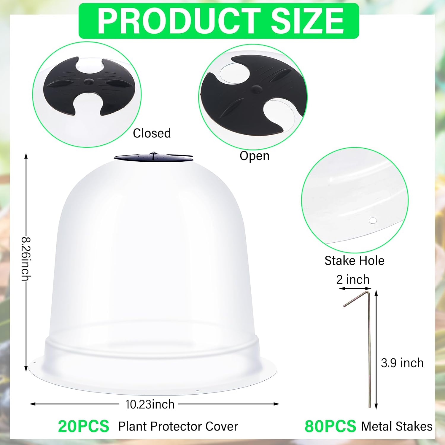 Zopeal 20 Pcs Large Garden Cloche Humidity Plant Dome 10.24" Dia x 8.27" H Reusable Thick Garden Plant Protector Covers