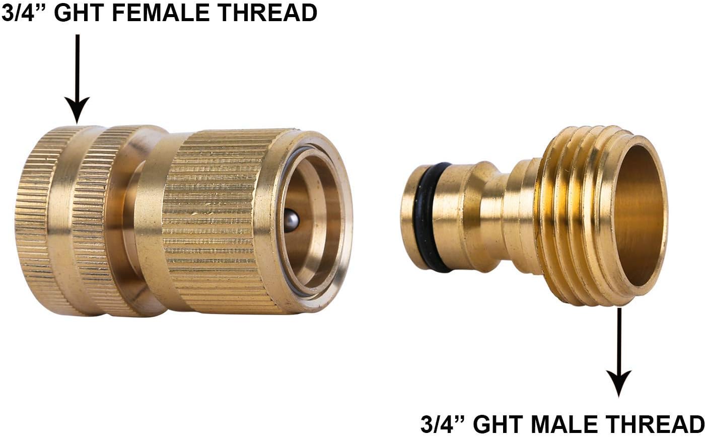 Garden Hose Quick Connect Solid Brass Hose Quick Fitting Easy For Garden Watering No-Leak 3/4 inch GHT (6 Sets)