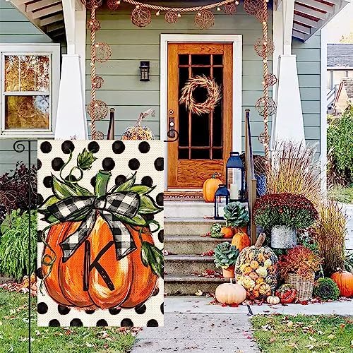 AVOIN colorlife Fall Monogram Letter K Garden Flag 12x18 Inch for Outside
