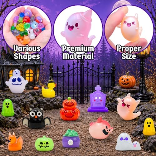 54 Pcs Halloween Luminous Mini Resin Figures Ghost Miniature Figurines