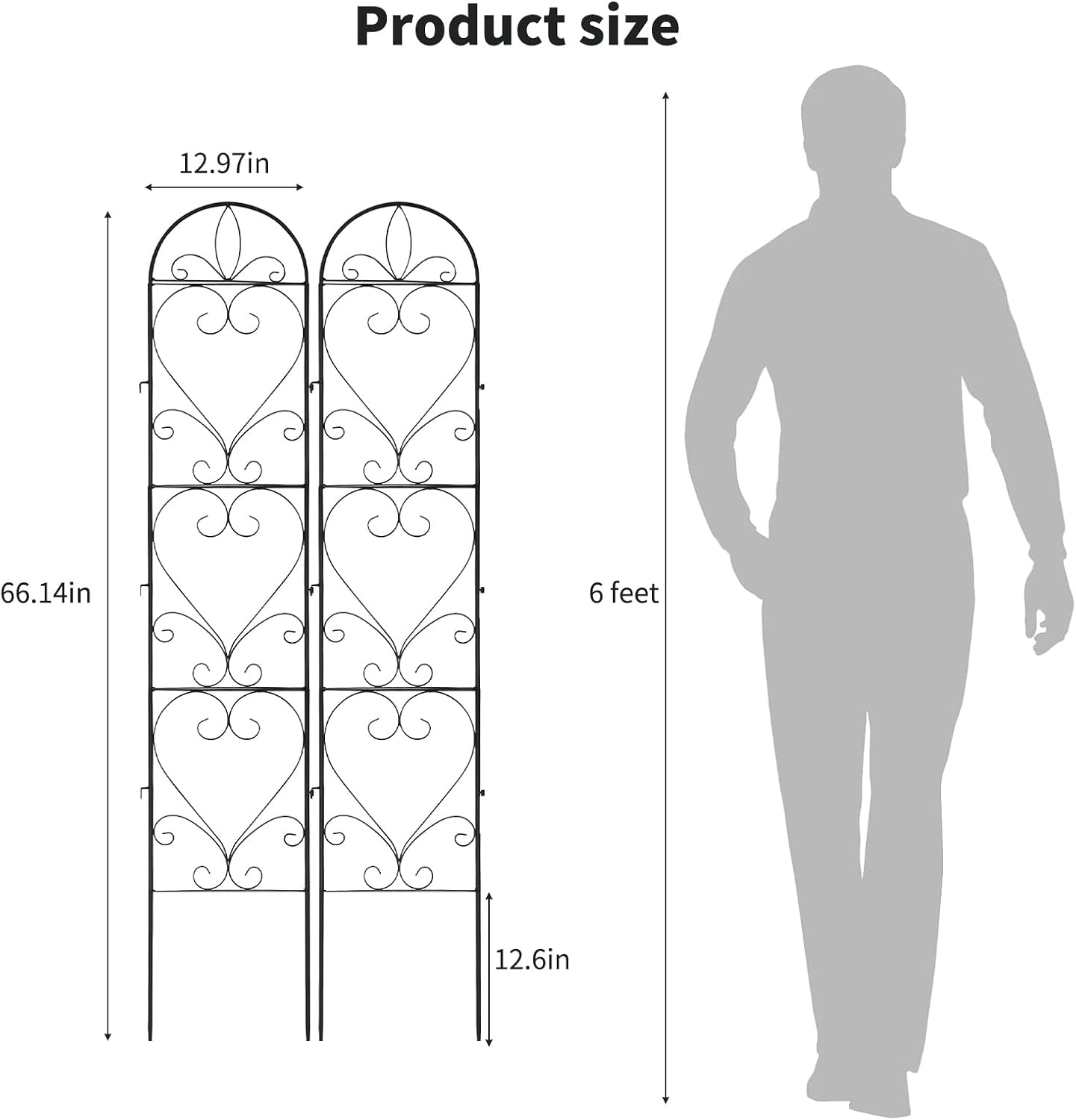 2 Pack Garden Trellis, Metal Trellis for Outdoor Climbing Plants | Sturdy Plant Support Frame for Roses, Vines &