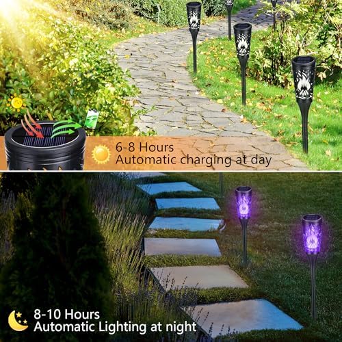 Toodour Solar Halloween Lights Outdoor, 6 Pack Solar Torch Light Waterproof