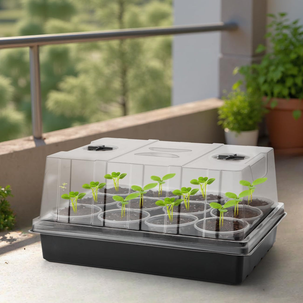 RooTrimmer 4-Pack Seed Starter Trays with 5" Tall Humidity Domes | Reusable Seed Germination Kit for Cuttings