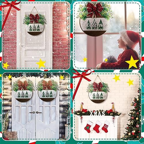 Boao Christmas Door Decorations Wooden Christmas Welcome Sign