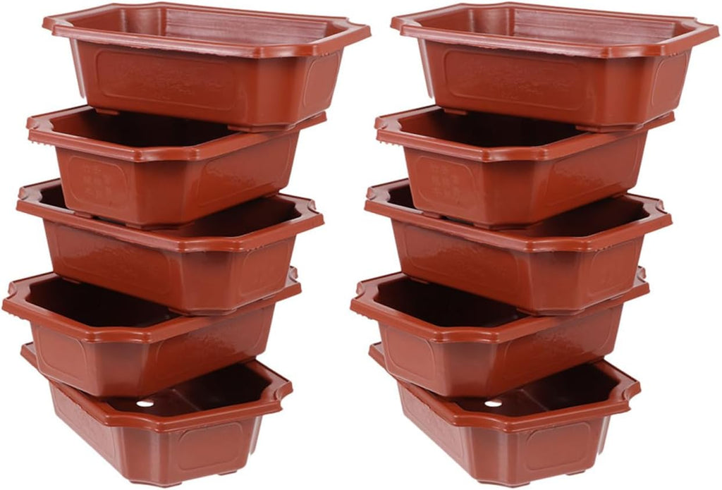 DOITOOL Rectangular Planter Bonsai Training Pot 10PCS Plastic Flower Plant Growing Pot Nursery s with Drainage Hole for