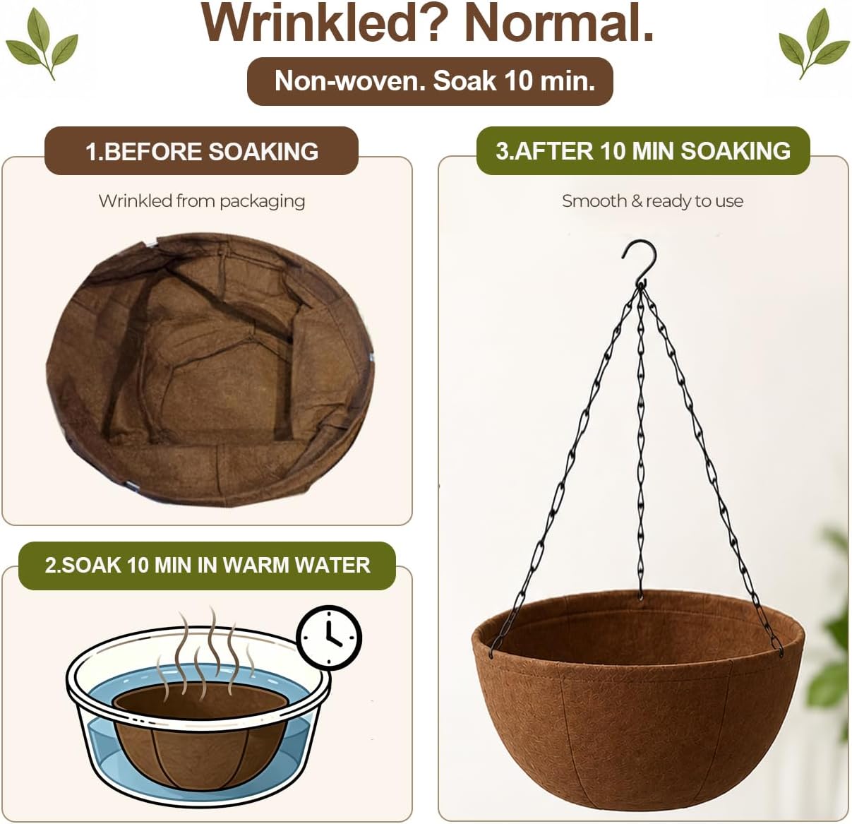 T4U Hanging Planter for Plants Outdoor 12 Inch, Fabric Pots 4 Pack | Breathable hanging grow bags with sturdy straps