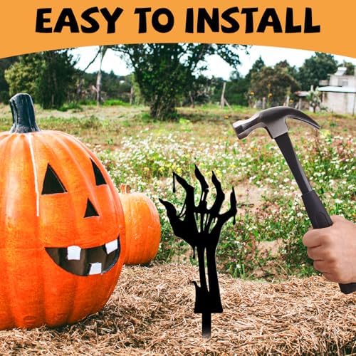 GLOBLELAND 3 Pcs Halloween Zombie Hand Garden Stakes Silhouette Hands Metal Decorative Garden Stakes Scary Silhouette Metal Yard Signs Decorations for Holiday Lawn Patio Yard Decor