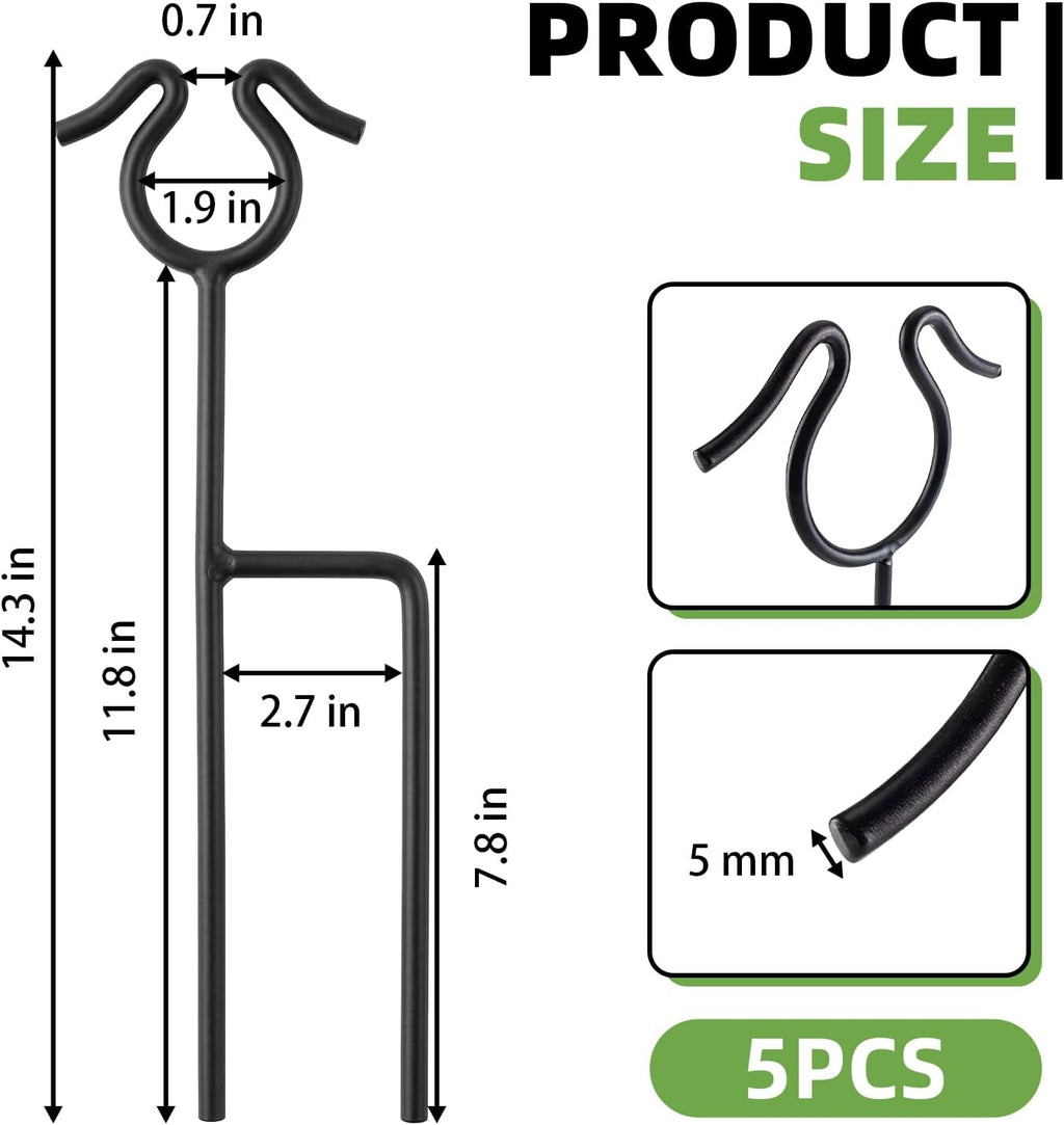 U0U 5 Pack Garden Hose Guide Spike,14Inch Metal Hose Guides for Garden,Heavy Duty Hose Guide Stakes for Keeps Garden