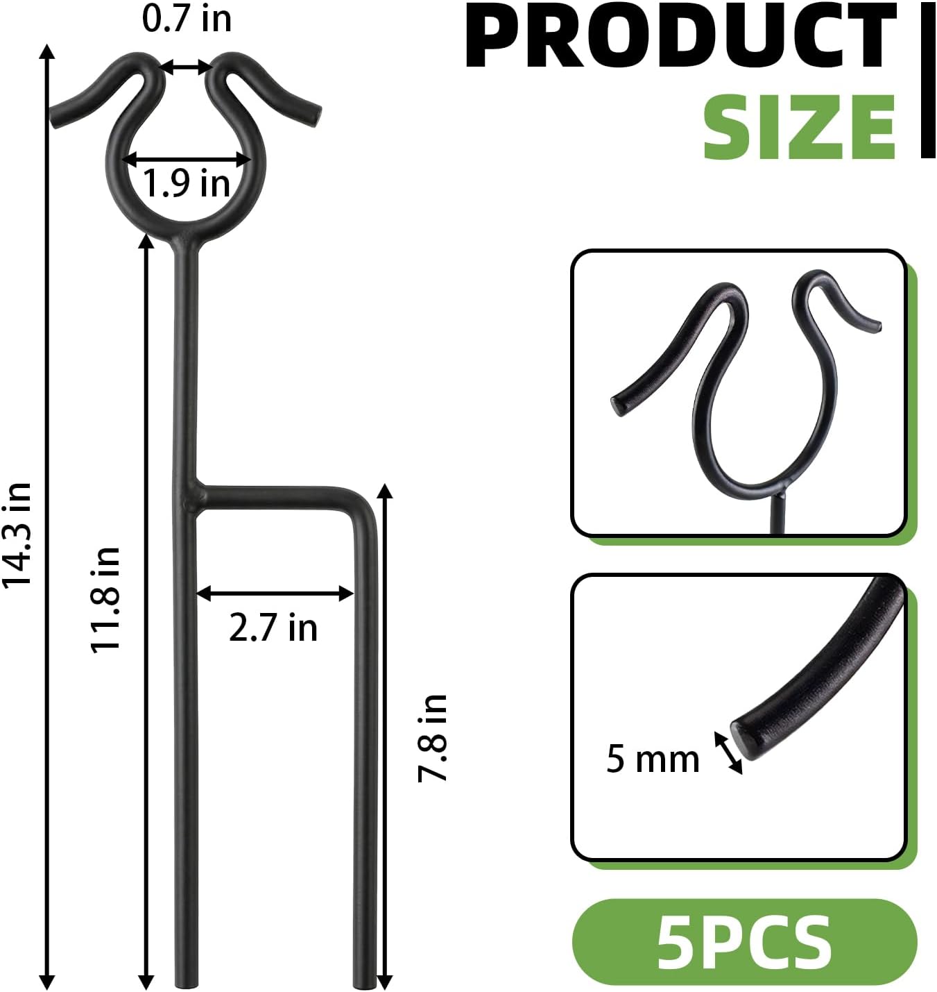 U0U 5 Pack Garden Hose Guide Spike,14Inch Metal Hose Guides for Garden,Heavy Duty Hose Guide Stakes for Keeps Garden