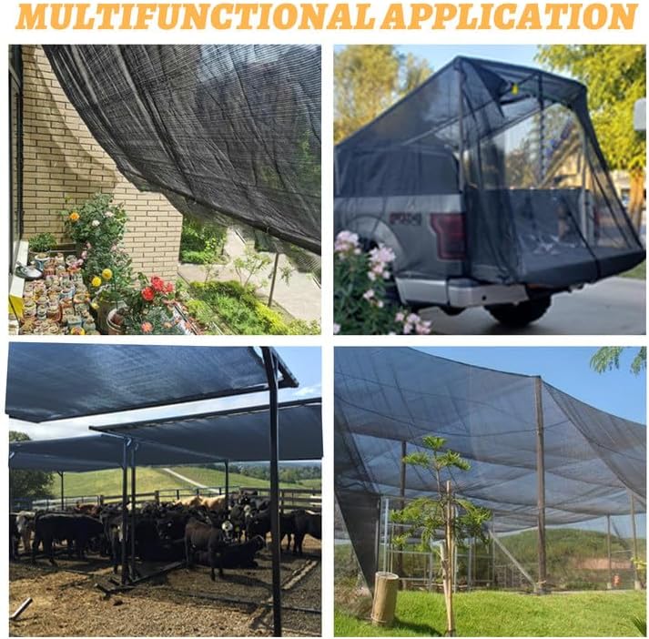 Cool Area Sun Shade Cloth Shade Net for Garden, 55% 10x20ft, Black | Made of New HDPE. Special Woven Hole Design. UV
