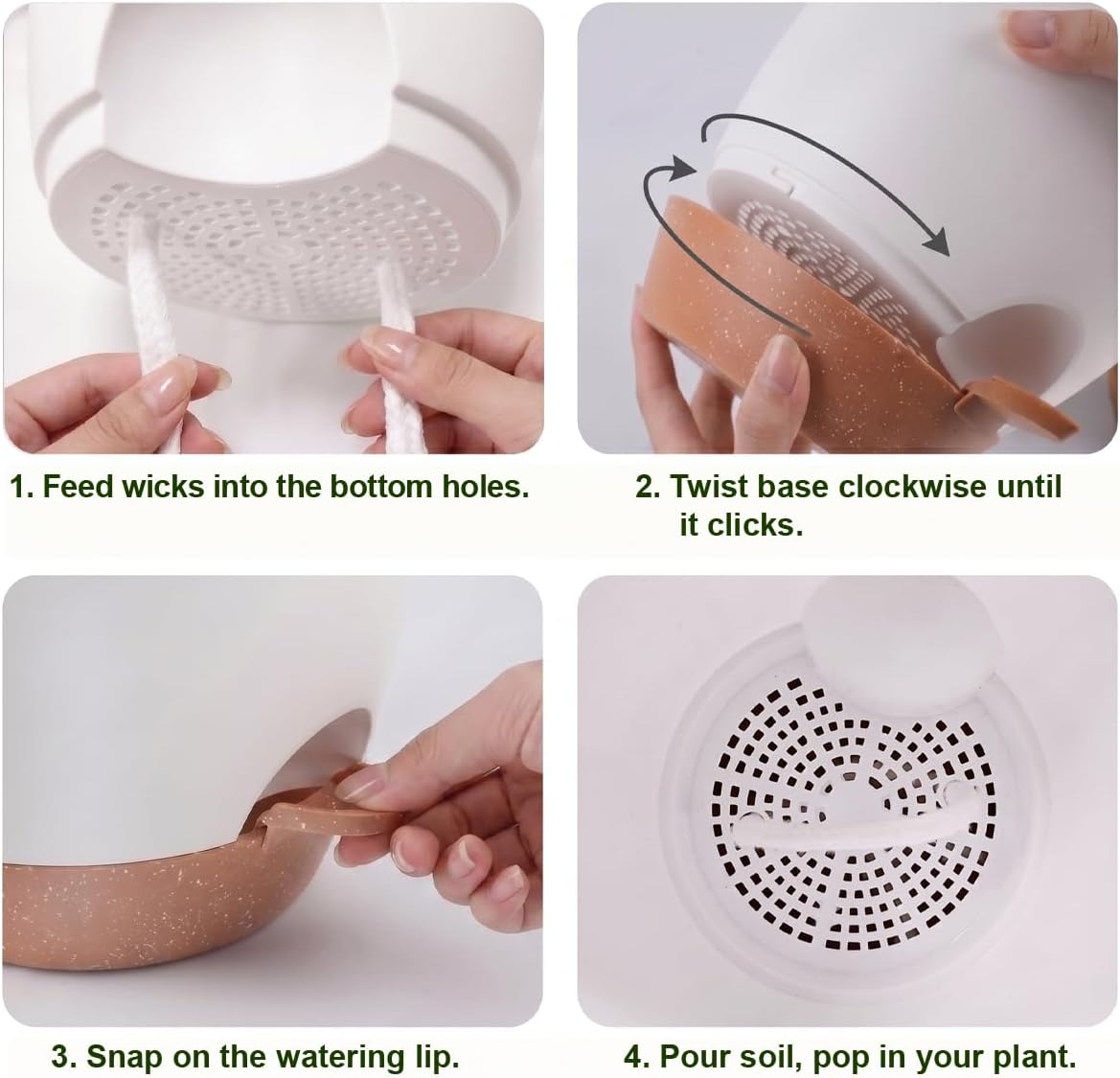 Plant Pots for Indoor 9/8/7/6.5/6/5 Inch, Self Watering Planter Pots with Drainage Holes and Saucers, 6Pcs Plastic