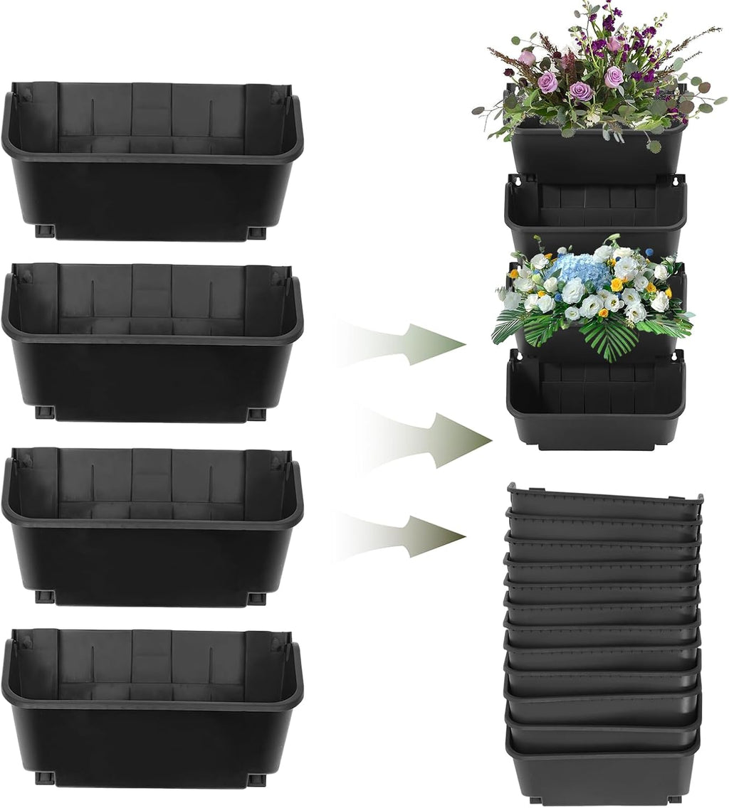 16 Pack Vertical Garden Planter,13 inch Wall Mounted Planter for Patio Indoor Outdoor Decor, Garden Self Watering Pot