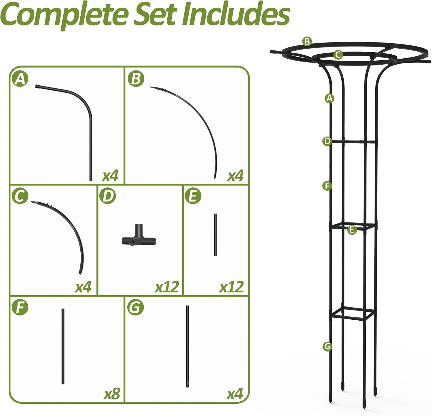 Trellis for Climbing Plants Outdoor - 69" Height-Adjustable Plant Support | Rustproof PE-Coated Steel Pipe, Sturdy