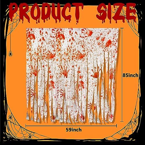 2 Pcs Halloween Door Curtains, Bloody Handprint Doorway Decorations