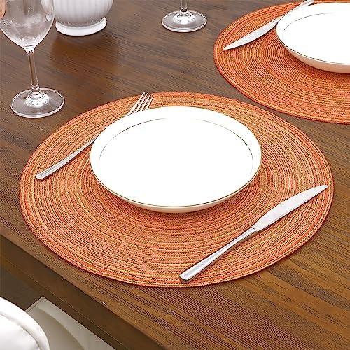SHACOS Round Braided Placemats Set of 6 Fall Thanksgiving Place Mats