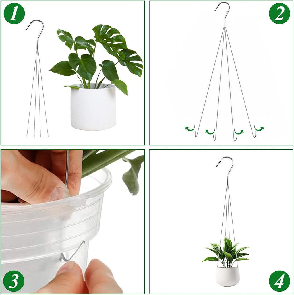 24 Inch Orchid Wire Plant Hangers for Hanging Baskets, 4-Wire | 24 Pack Wire Hangers for Plants, Replacement Hanging