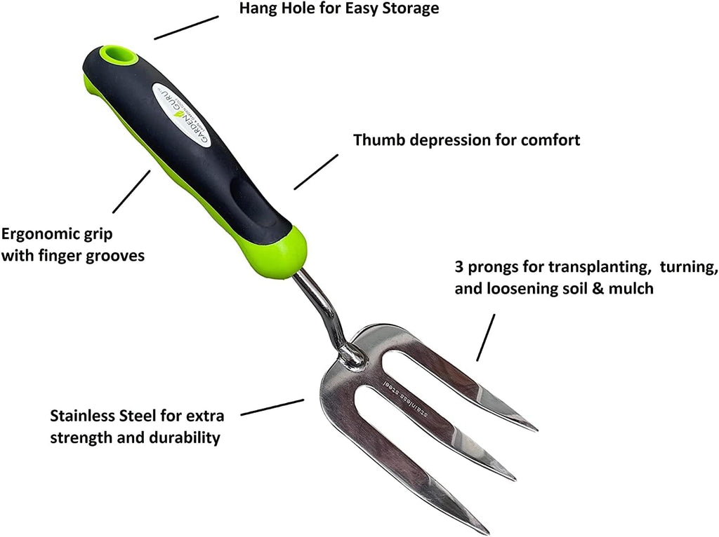 Garden Guru Garden Hand Weeder Tool Set 3pc Dandelion Weeder, Fork, Patio Weeder – Heavy Duty Stainless Steel Gardening