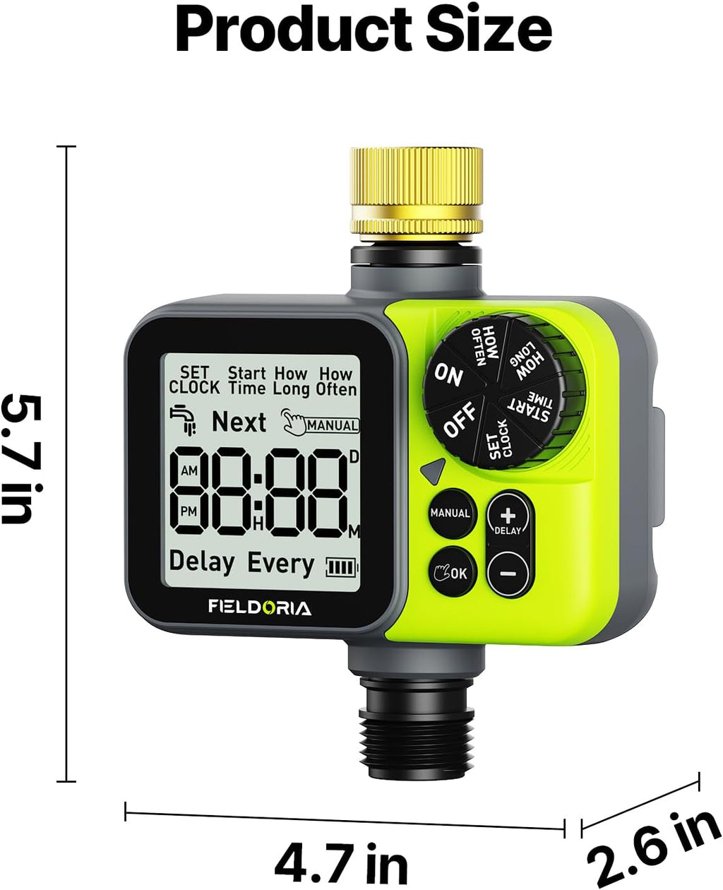 Sprinkler Timer, Brass Inlet Programmable Watering Timer for Garden Hose Fits 3/4” US Faucet, Outdoor Soaker Hose Timer