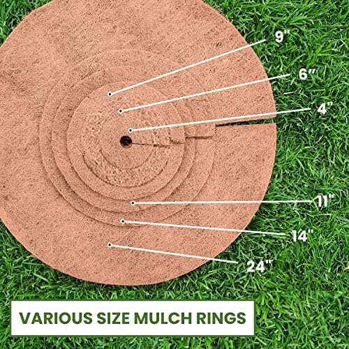 Envelor 20 pcs Coconut Fibers Mulch Ring 24 Inches Tree Protector Mat Coconut Mulch Cover Natural Coconut Fiber Weed Control Rings, Tree Ring Plant Cover for Indoor Outdoor Plants, Pot, Landscaping