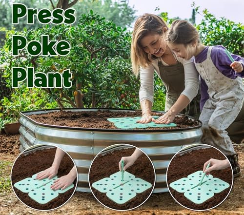 Seed and Seedling Spacer Tool for Garden // Square Foot Gardening Seed Template for Organized Plants, Vegetables & Fruits // Spacing Tool Kit for Planting (Green)
