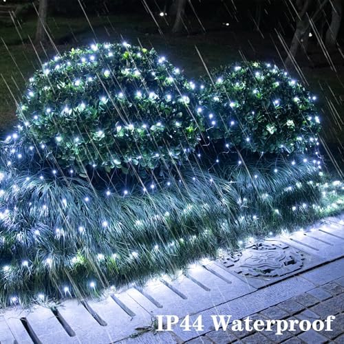 OYCBUZO 300LED Net Lights, 14.8ft x 5ft Connectable Christmas Net Lights 8 Modes, Waterproof Mesh Lights Plug in for Bushes Xmas Tree Holiday Garden Wedding Outdoor Party - Cool White