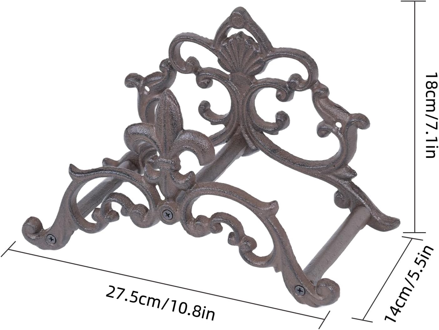 Cast Iron Garden Hose Holder, Wall Mount Hose Storage (Brown)