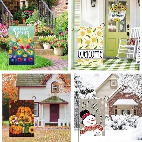 Seasonal Garden Flags Set of 12 Double Sided 12 x 18 Inch Yard Flags