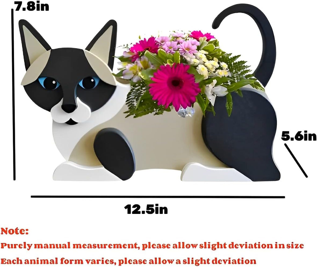 Siamese Cat Planter Pots, Animal Shaped Flower Pot | Cute Plant Gift for Women and Pet Lovers, Indoor Outdoor Garden