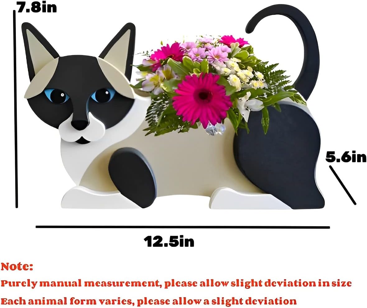 Siamese Cat Planter Pots, Animal Shaped Flower Pot | Cute Plant Gift for Women and Pet Lovers, Indoor Outdoor Garden