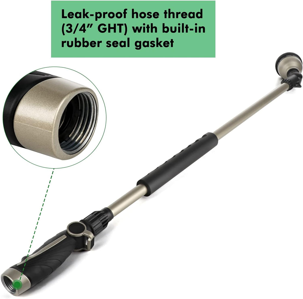 RESTMO 36” Watering Wand for Garden Hose, Heavy Duty Hose Nozzle Sprayer | 180° Swivel Head, 10 Spray Patterns, 3ft