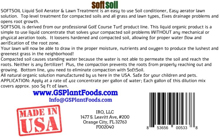 Soft Soil Liquid Soil Aerator & Lawn Treatment to Fix Compacted Soils, Improve Drainage with Non-Mechanical Liquid