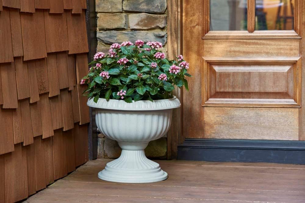Southern Patio Dynamic Design 18 Inch Outdoor Home Resin Grecian Urn Versatile Planter Pot for Entryways and Backyard