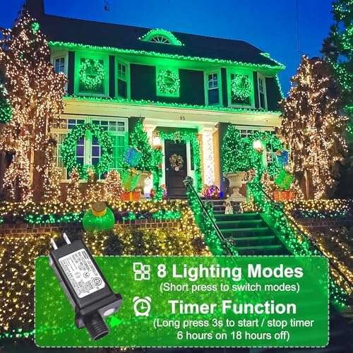 2 Pack Christmas Lights Outdoor, Total 200FT 600 LED Christmas Tree Lights